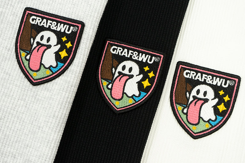 GRAFWU Cute Ghost Buttons and Retro Henry Collar T-Shirts