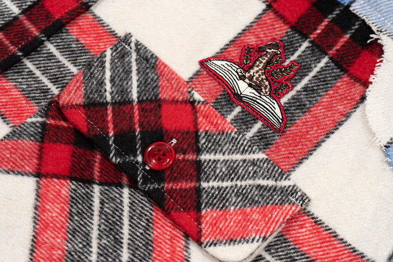 GRAF&WU Spliced Grid Ddesign Flannel Fashion Shirt