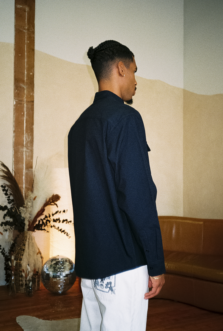 GRAFWU Brand Gradient Letter Embroidery Oxford Shirt