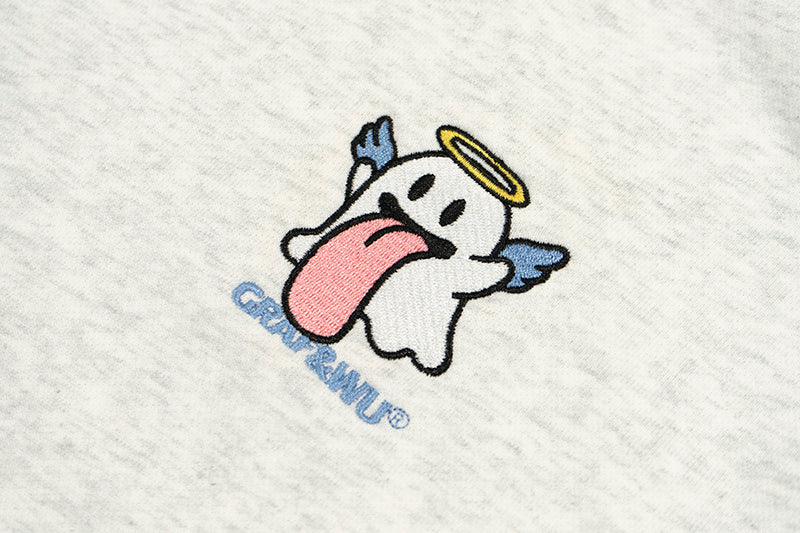 GRAFWU Hoodies Original Cute Ghost Sweater Classic Embroidered Angel and Devil Design Thin Hoodies for Men Women Fashion Hoodies