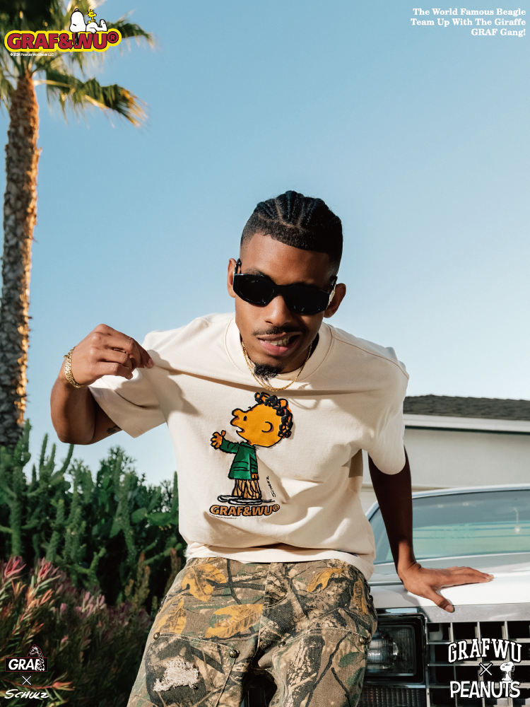 GRAF x PEANUTS Collab Charlie Brown Cartoon Print T-Shirt