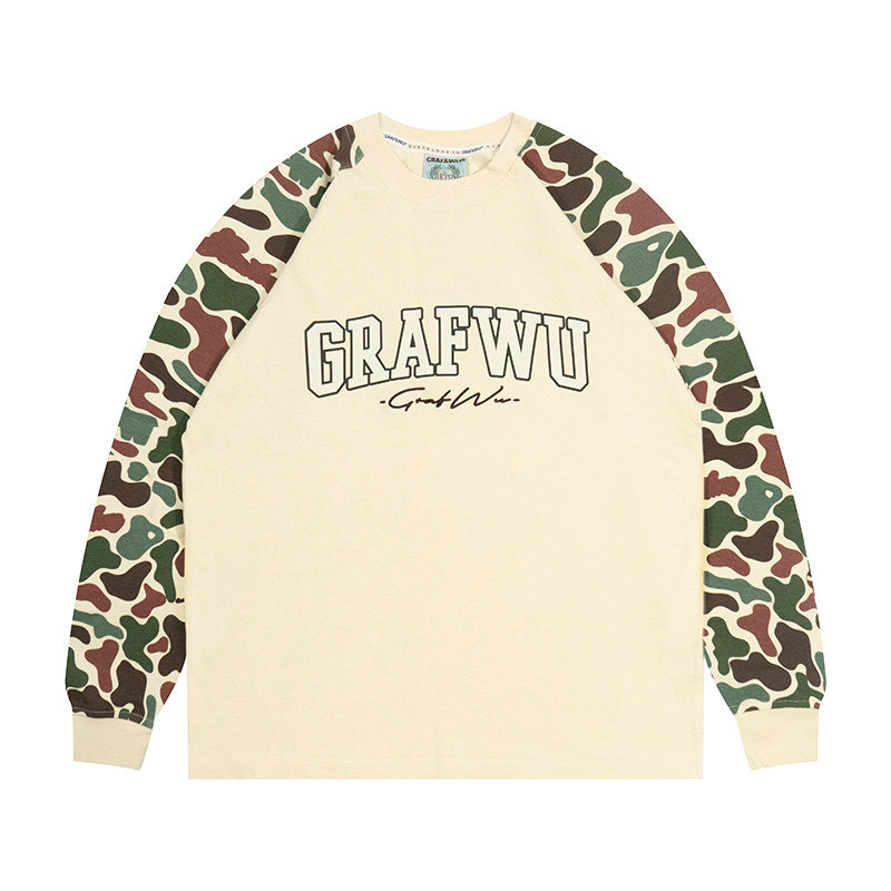 GRAF&WU Hidden Attack Camouflage Loose Raglan Long-Sleeve T-Shirt