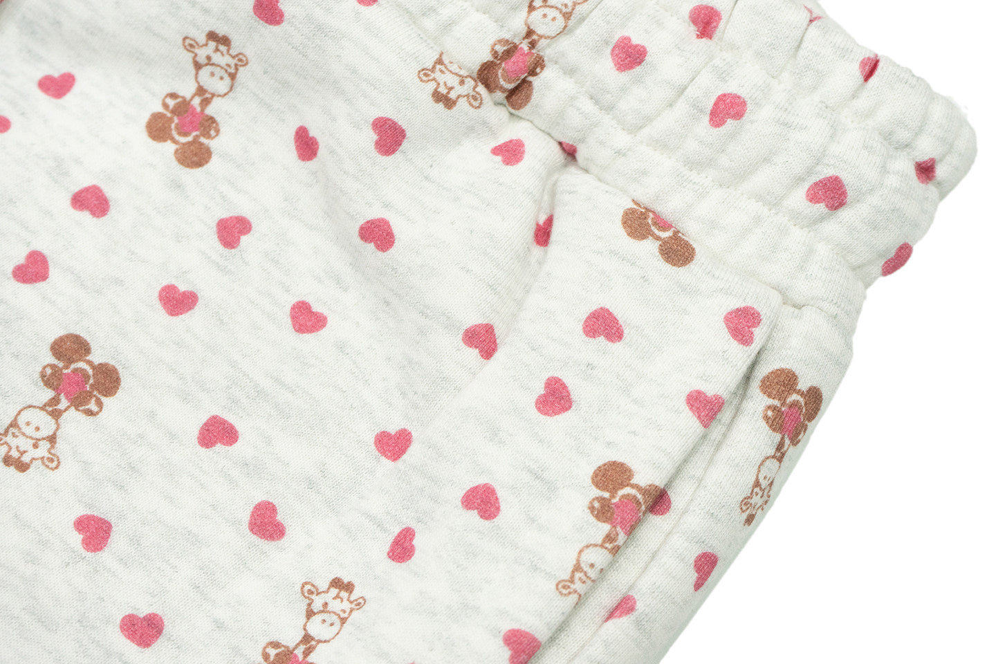GRAF&WU Lovely Heart Giraffe Cream Fleece Pants