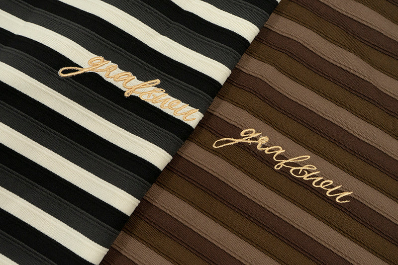 GRAF&WU Embroidered 3D Textured Stripes T-shirts