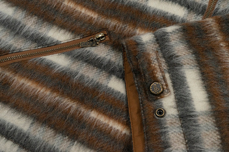 GRAF&WU Leather Collar Luxury Wool Retro Plaid Detroit Jacket