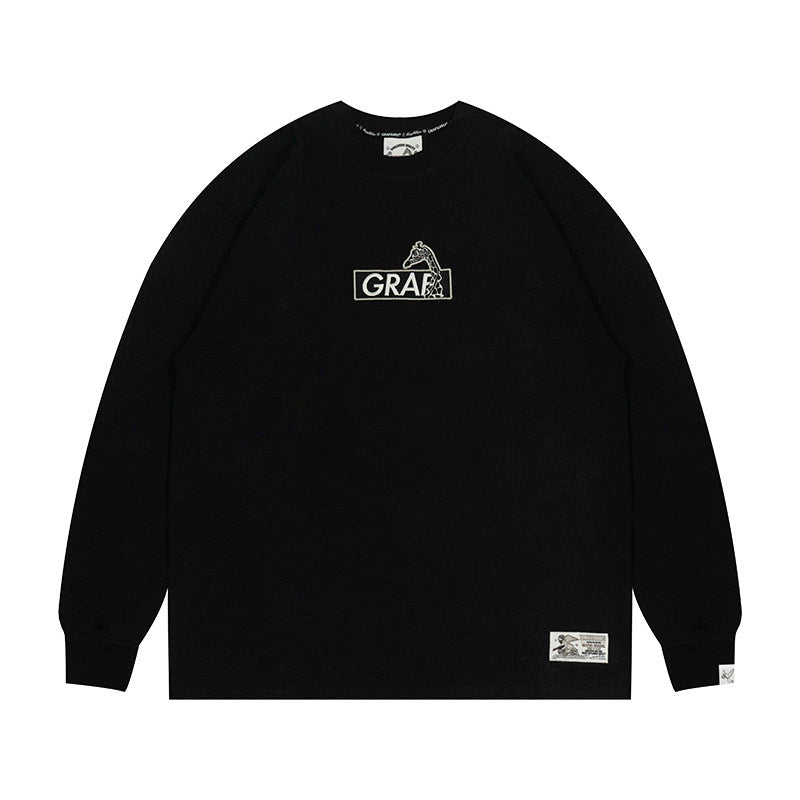 GRAF&WU Classic Giraffe Embroidered Long-Sleeve T-Shirt