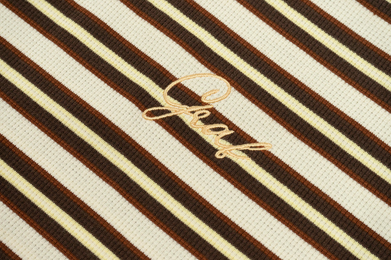 GRAFWU Simple Letter Embroidery Stripes T-Shirts