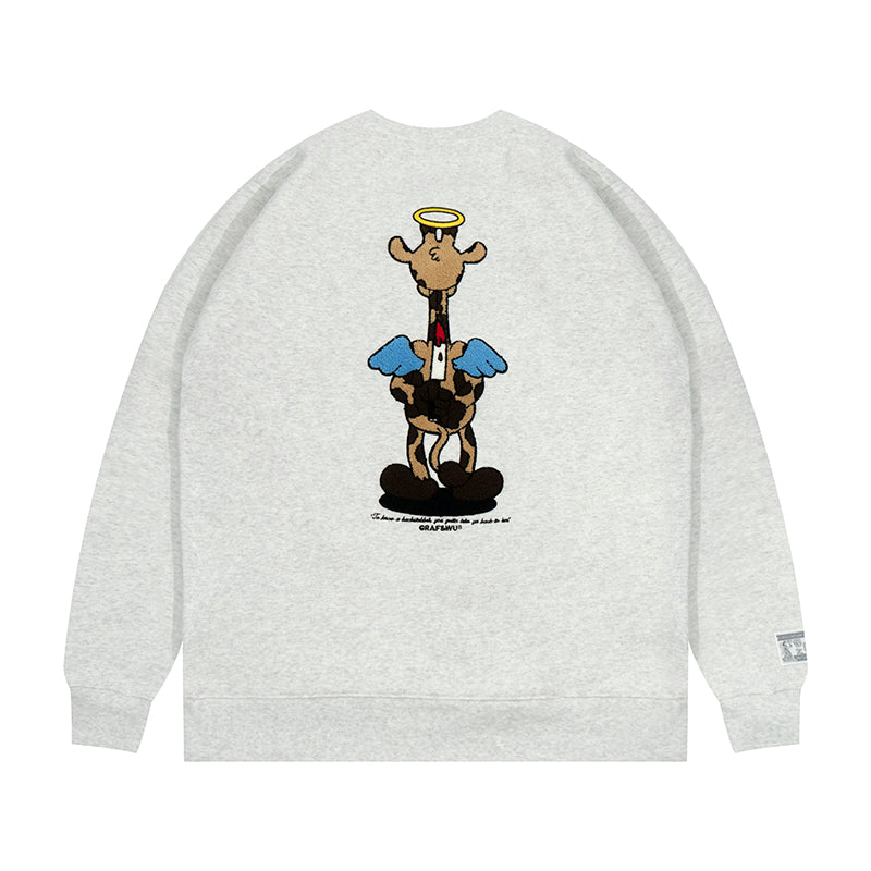 GRAF&WU Love Hate Angels Demons Giraffe Fleece Sweatshirt