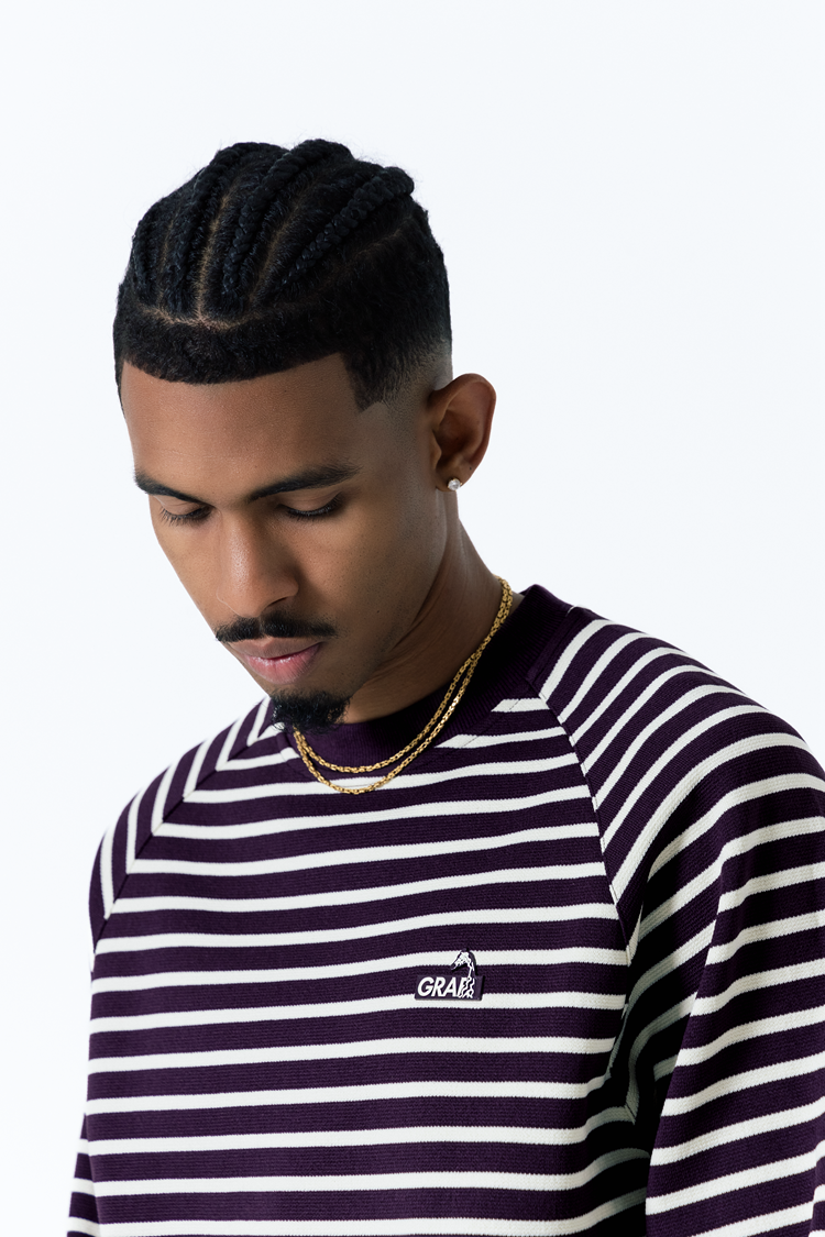 GRAF& WU Metal Giraffe Logo Streetwear Striped Long-Sleeve Shirt