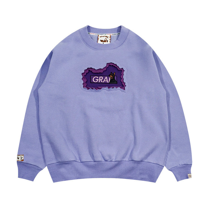 GRAF&WU Classic Erosion 2.0 3D Design Casual Fleece Crew Neck Sweatshirt