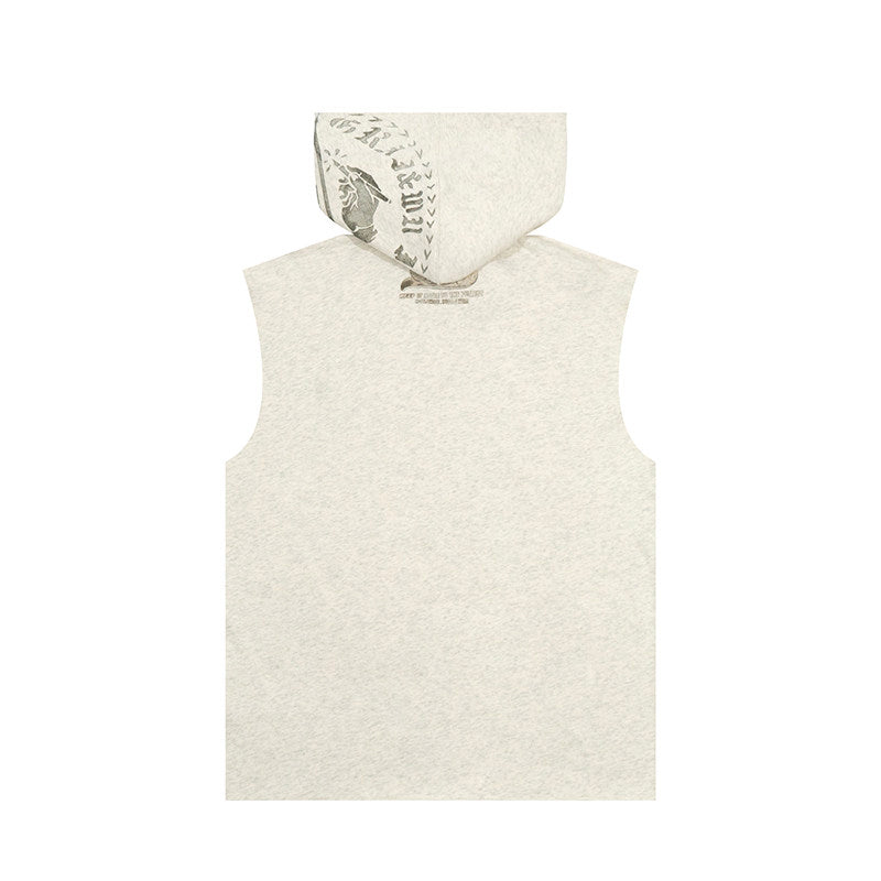 GRAF&WU Vintage Angel Graphic Sleeveless Hoodie | Streetwear Vest
