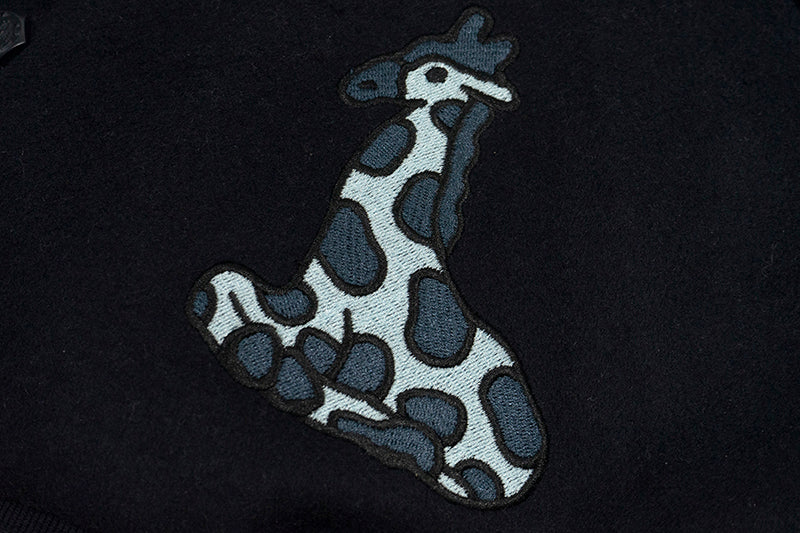 GRAF&WU Embroidered Angel Giraffe Thick Baseball Jacket