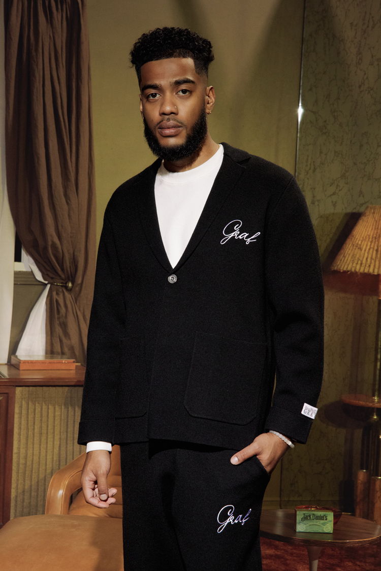 GRAF&WU Jacket Streetwear Brand Embroidered Knitted Suit Coat