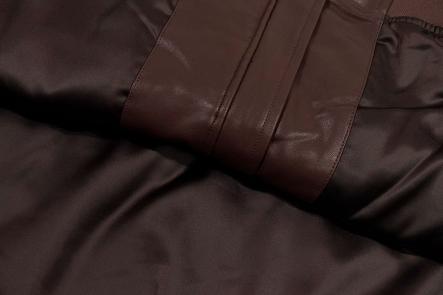 GRAF&WU Winter Vibe Metal Deer Brand Logo MA1 Leather Jacket