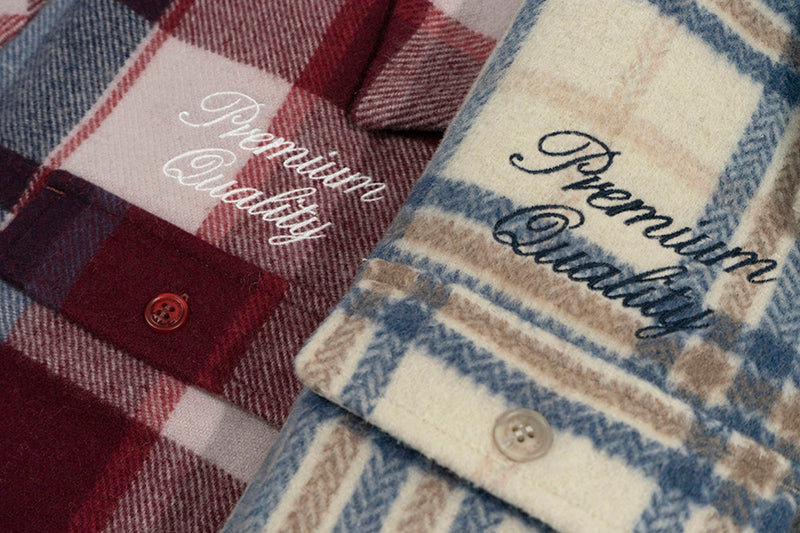 GRAF&WU Metal Deer Logo Woolen Checked Shirt Jacket