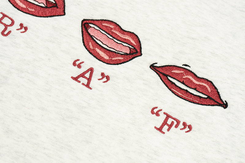 GRAF&WU Lips Say GRAF Lip-sync Embroidery Hoodie Cozy Sweatshirt