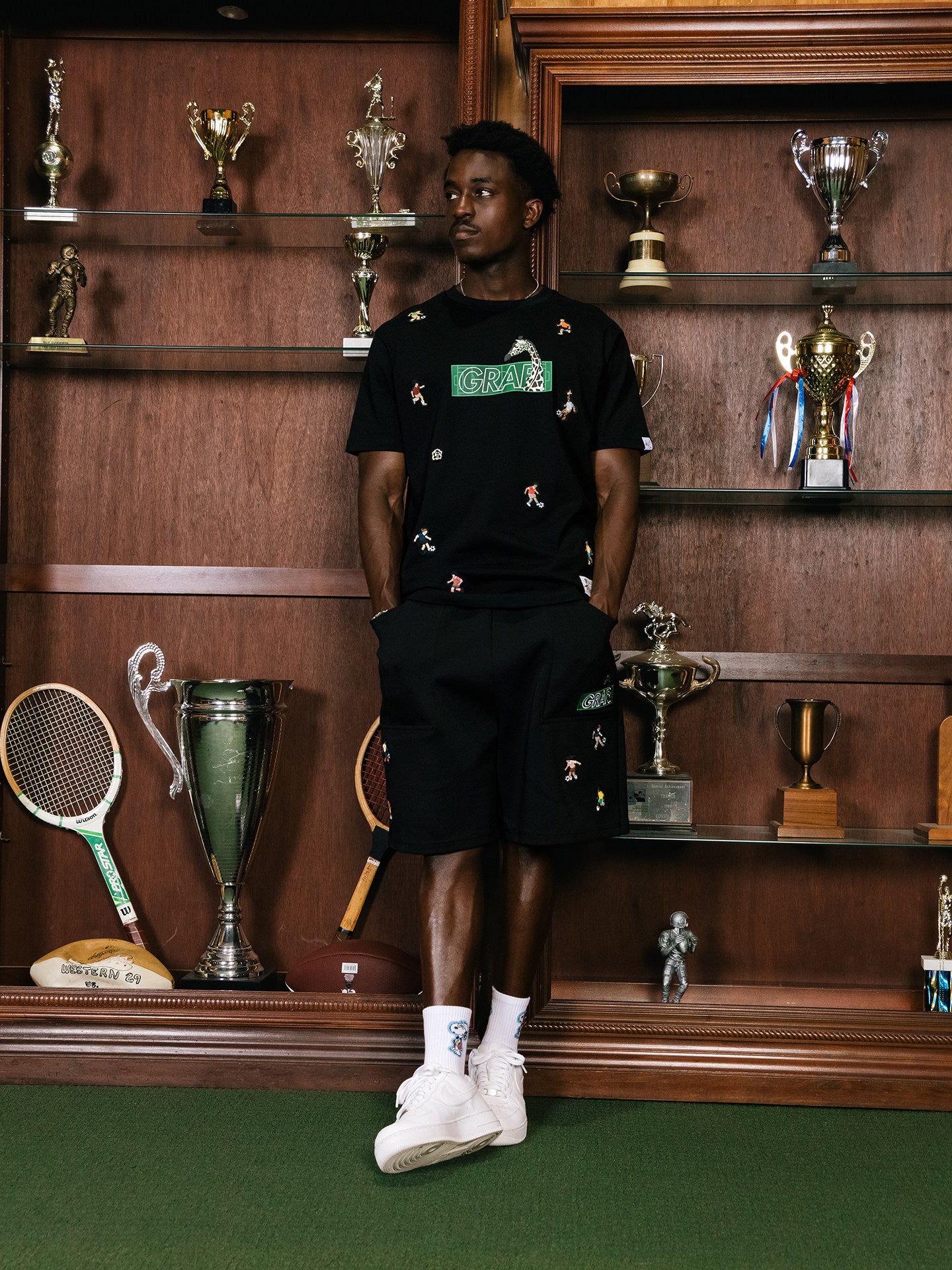 GRAF&WU Mini Athletic Giraffe Embroidered Shorts