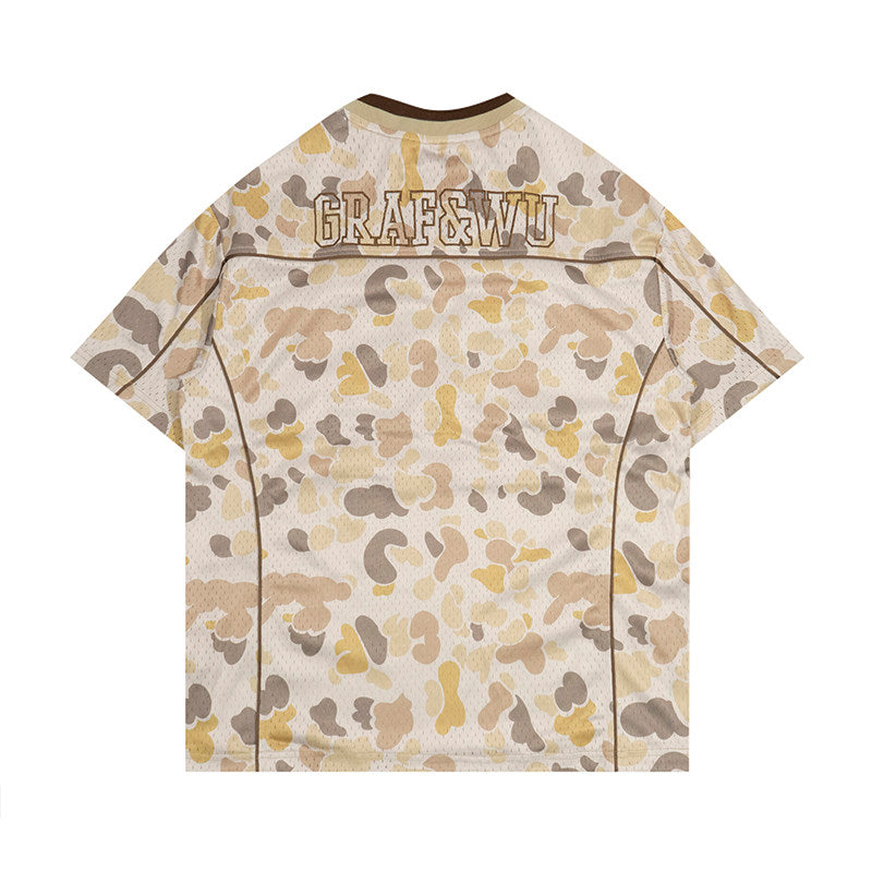 GRAF&WU No.24 Embroidered Mesh Street Camouflage Loose Short-sleeved Jersey