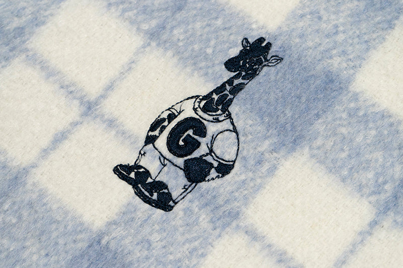 GRAF&WU Porcelain Blue Embroidered Deer Streetwear Loose Thick Shirt