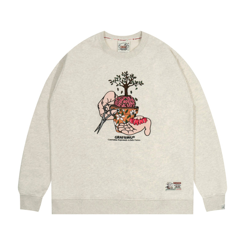 GRAF&WU Brain Potted Plant Hoodie Harvests Creative Fruits Sweatshirt