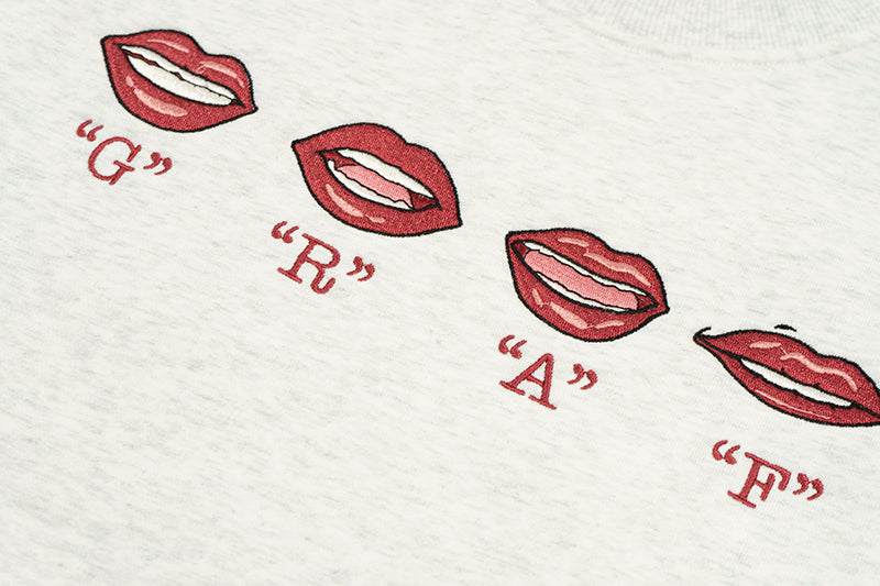 GRAF&WU Lips Say GRAF Lip-sync Embroidery Hoodie Cozy Sweatshirt