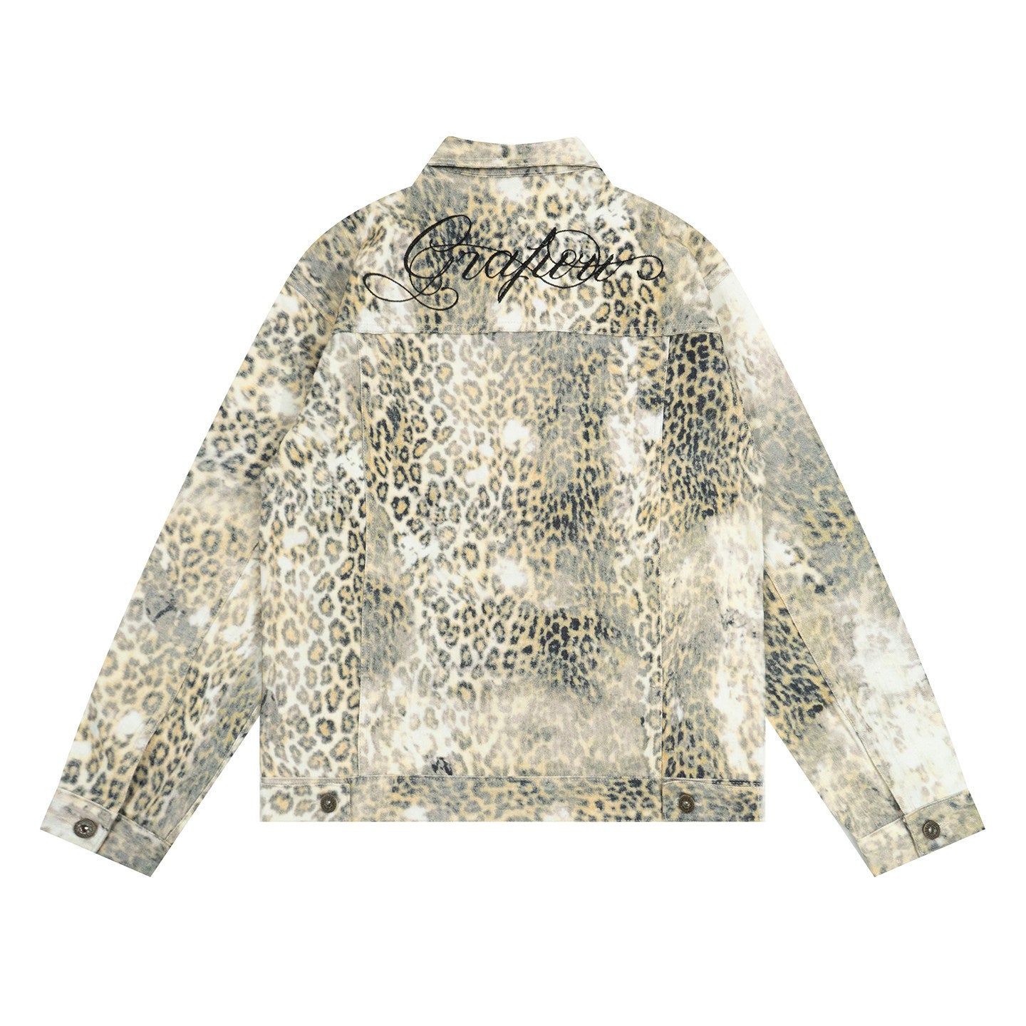 GRAF&WU Snow Leopard Print Lobster Button Short Jacket