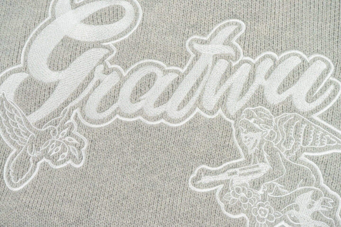 GRAF&WU Trust In Graf Embroidered AK47 Angel Knitted Hoodie Sweater