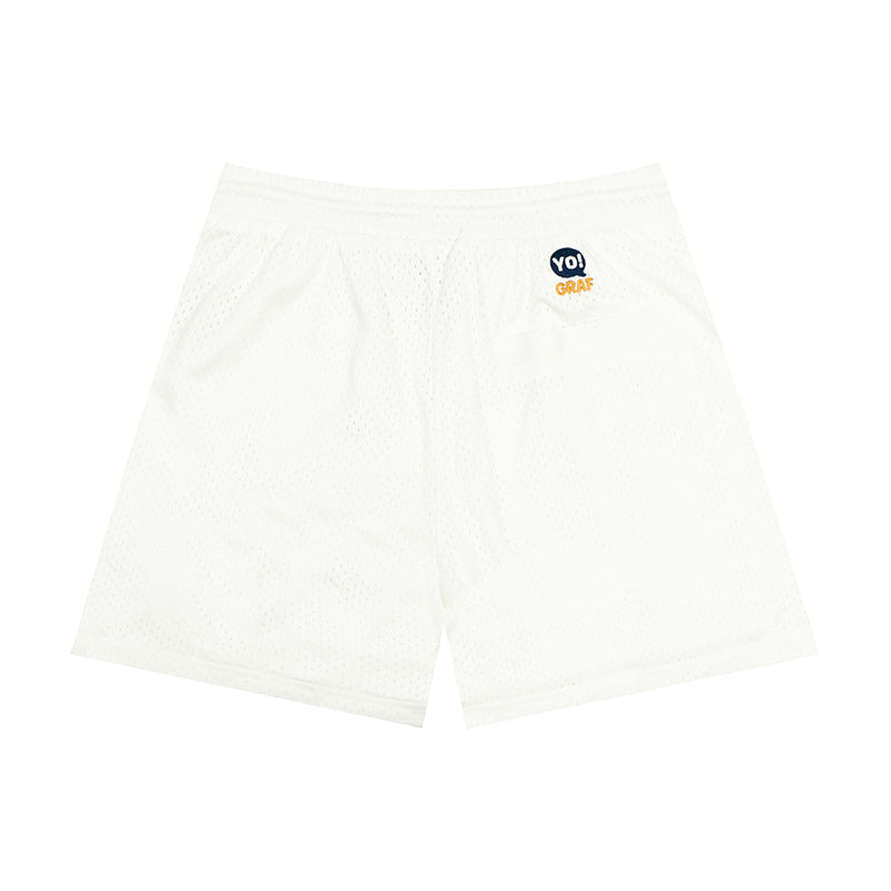 GRAF&WU Cute Emblem Double-Layer Mesh Vintage Shorts
