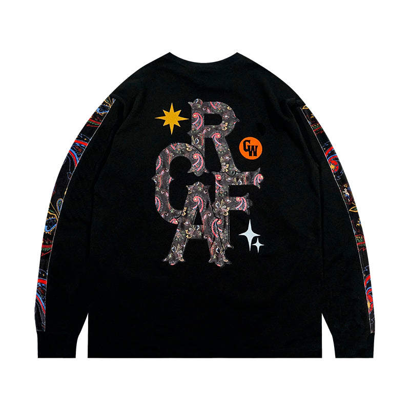 GRAF&WU Paisley Velvet Patchwork Pattern Long-Sleeve Shirt