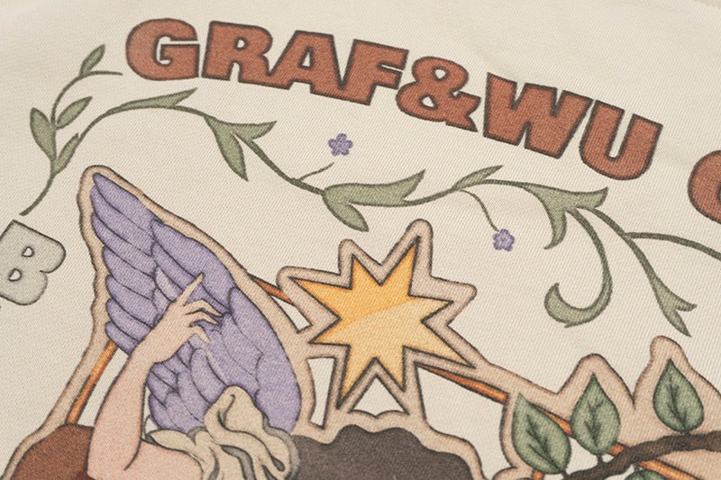 GRAF&WU Goddess Blessing Graphic Oversize Crew Neck Sweatshirt