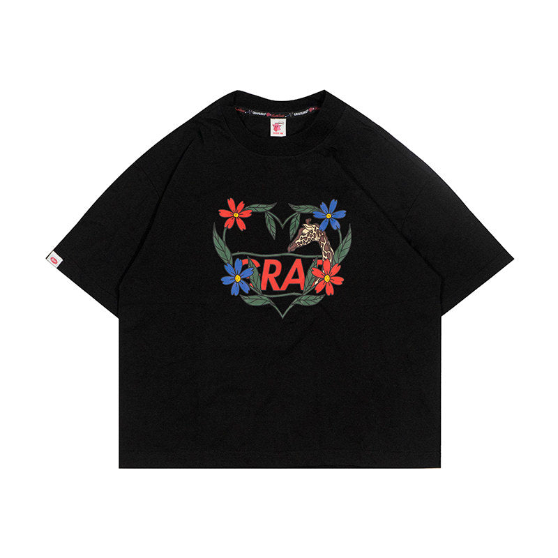 GRAF&WU Flower Heart Shape Deer Hot Girls Crop Top T-shirt
