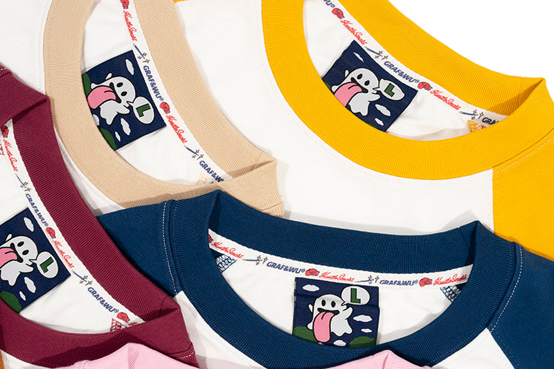 GRAF&WU Mushroom BooGhost 2.0 Embroidered Raglan Long Sleeve Tee