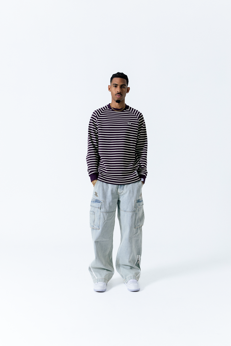 GRAF& WU Metal Giraffe Logo Streetwear Striped Long-Sleeve Shirt