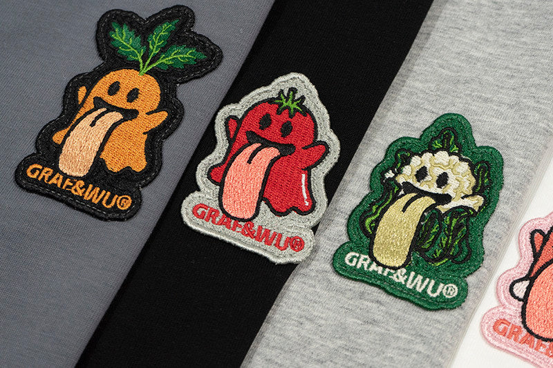 GRAF&WU Vegetable Cute Ghost Character Embroidered Long Sleeve Shirt