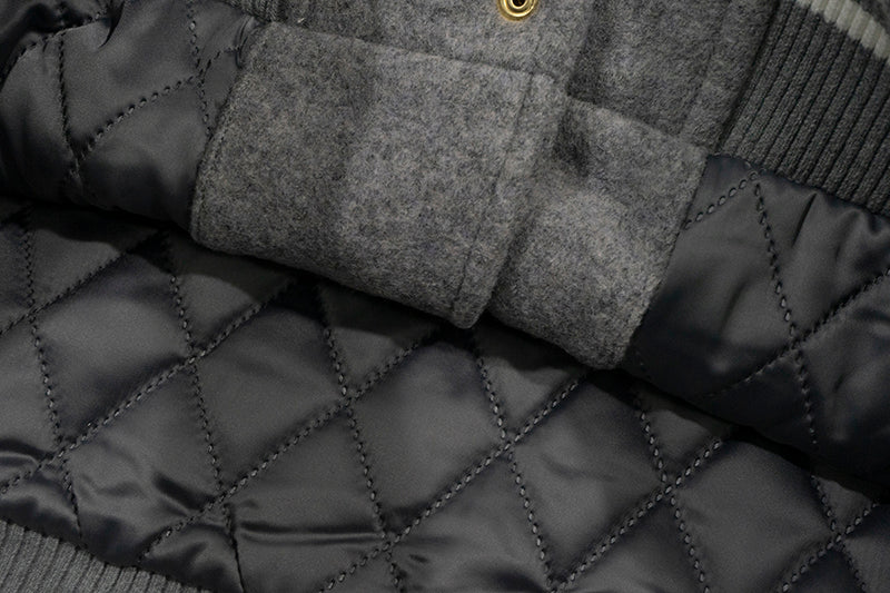 GRAF&WU Embroidered Wool Blend Thick Coat Baseball Jacket