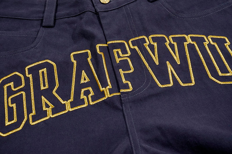 GRAF&WU Brand Letter Logo Embroidered Casual Pants