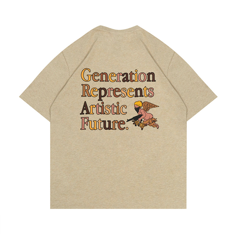 GRAF&WU T-Shirts Colorful Print Short-Sleeved Ak47 Angel Short Sleeve Casual Men Shirts Cotton Summer T-Shirts
