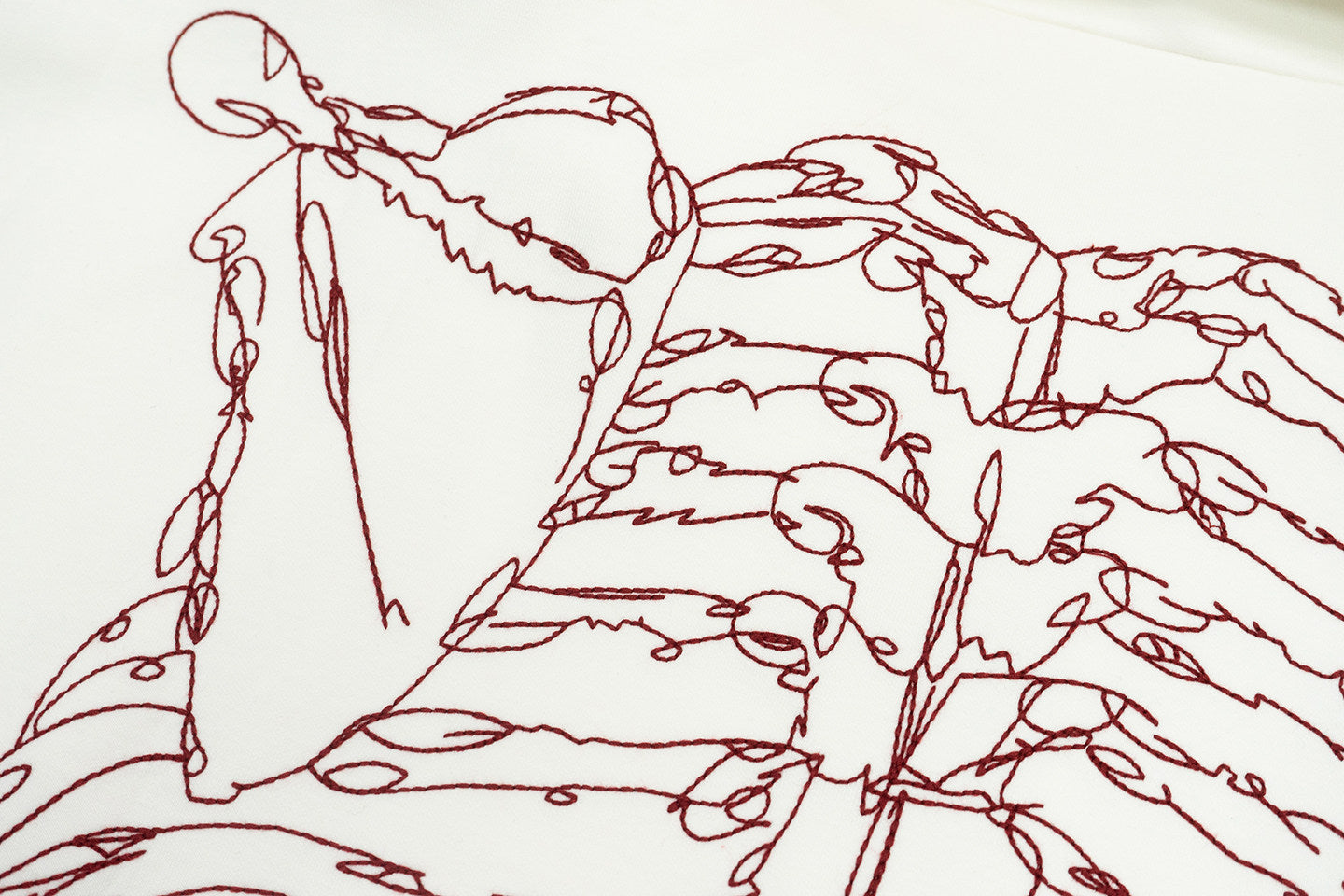 GRAF&WU Rib Cage Skeletal Hand Embroidery Zip-Up Jacket