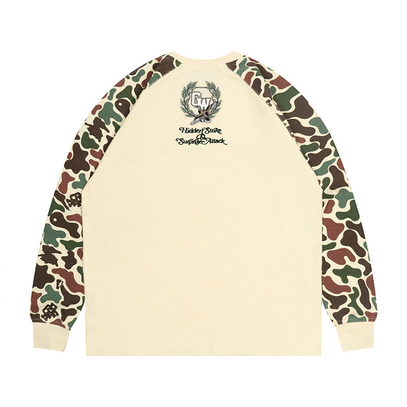 GRAF&WU Hidden Attack Camouflage Loose Raglan Long-Sleeve T-Shirt