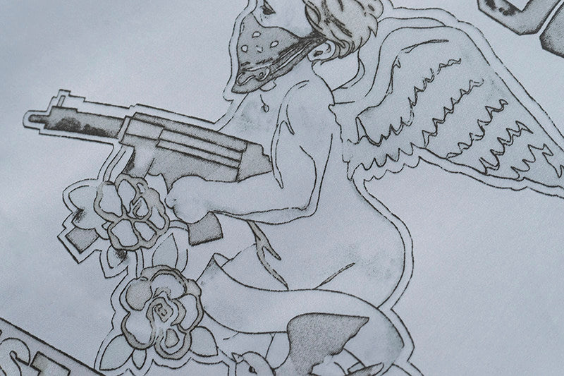 GRAF&WU Vintage Floral Giraffe Goddess Blessing Graphic Satin Thin Baseball Jacket