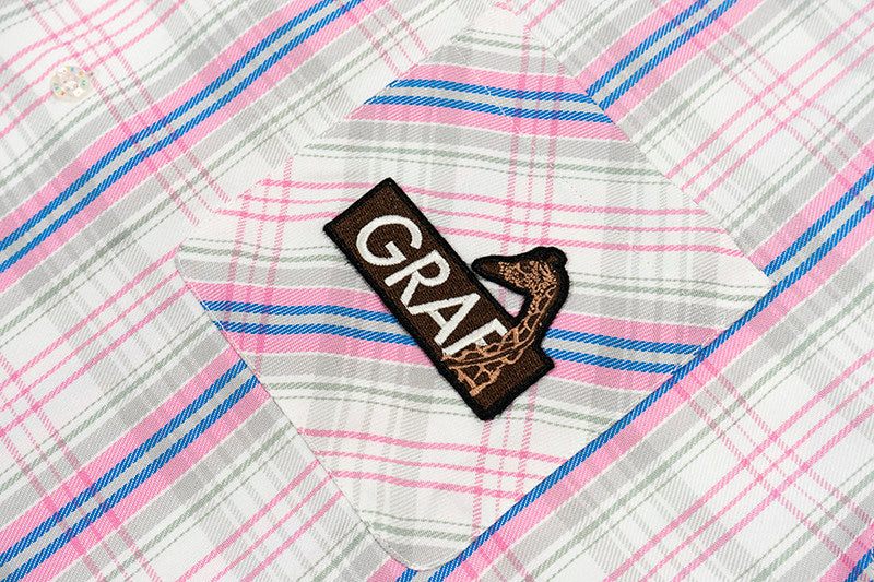 GRAF&WU Classic Embroidered Giraffe Check Casual Short-Sleeve Shirt
