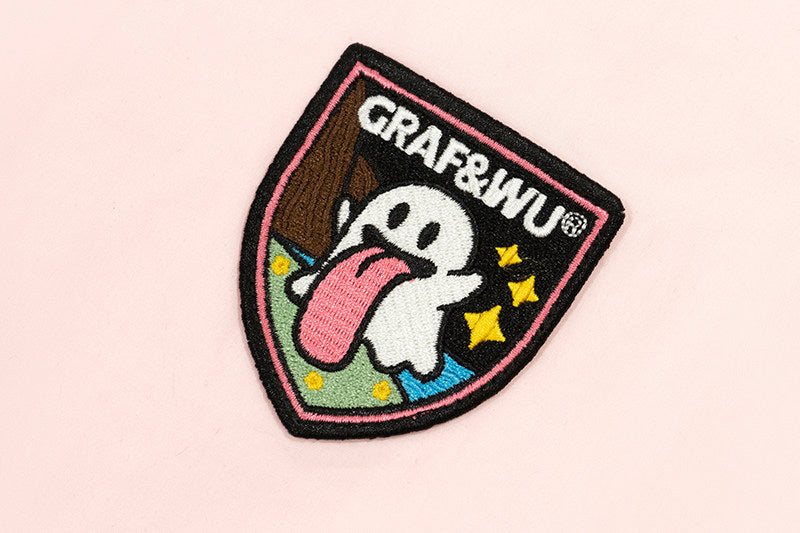 GRAF&WU Fun Button Embroidered Patch Vacation Polo T-shirt