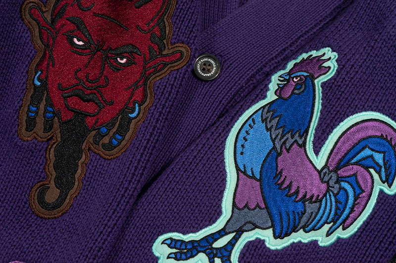 GRAF&WU Devil Two-Headed Sheep Emblem Knitted Sweater