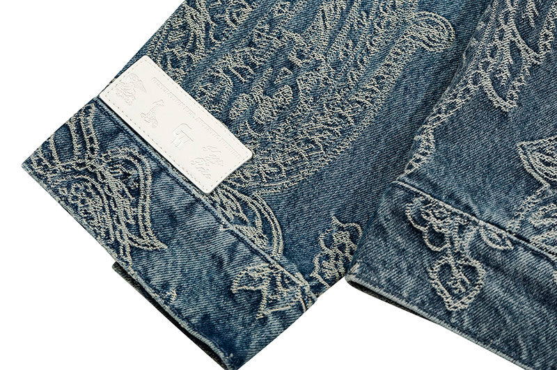 GRAF&WU Paisley Pattern Fashion Denim Jacket