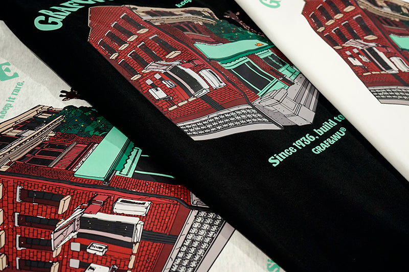 GRAF&WU Classic Old House Giraffe Shop Pattern Long-Sleeve Shirt