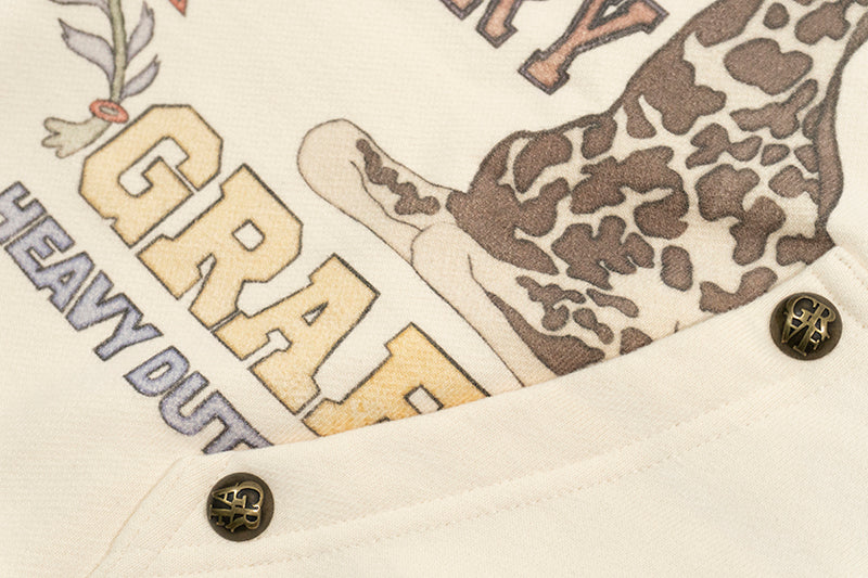 GRAF&WU Peace Dove Giraffe Flower Brass Button Fleece Hoodie