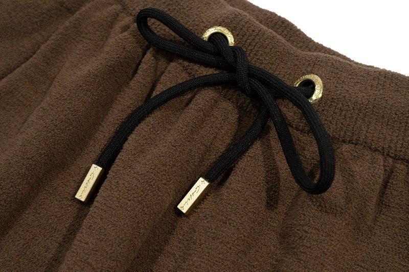 GRAF&WU Leather Dragon Label Chenille Knit Solid Sports Shorts