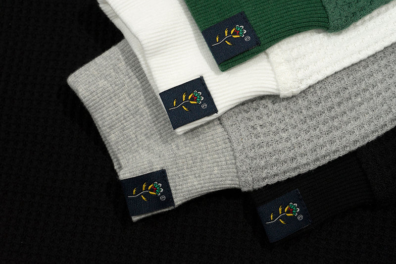 GRAF&WU Running Doberman Embroidery Waffle Cotton Long Sleeve Shirt