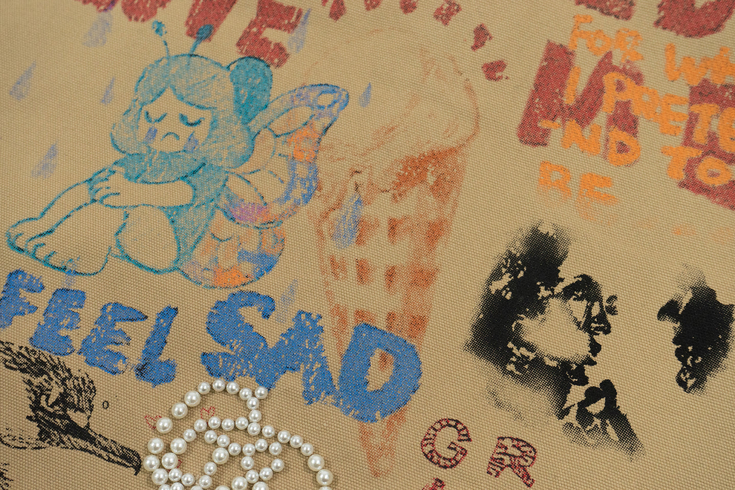 GRAF&WU Leather Collar Harrington Graffiti Vintage Jacket