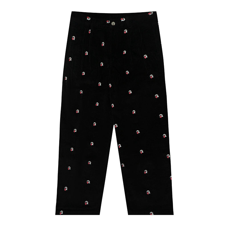 GRAF&WU Mini OG Cute Ghost Embroidered Corduroy Workwear Pants - Premium Streetwear
